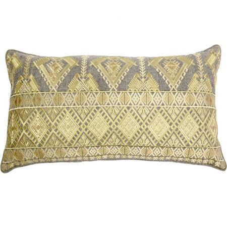 INDIS HERITAGE Gold Diamond Geo Embroidery Pillow Cover C1107